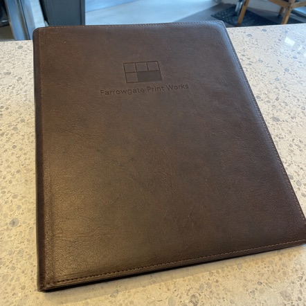 Custom menu covers — customer photo