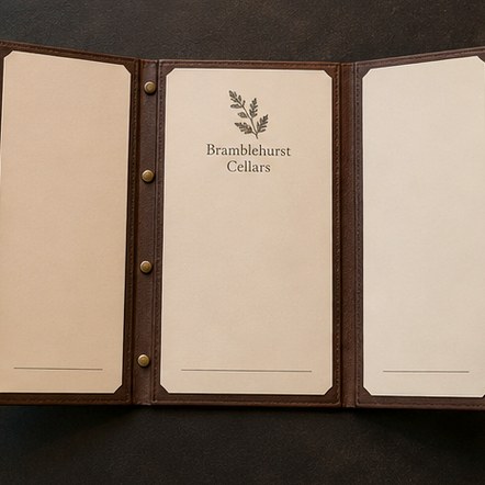 Customized menu covers for private clubs and wine rooms