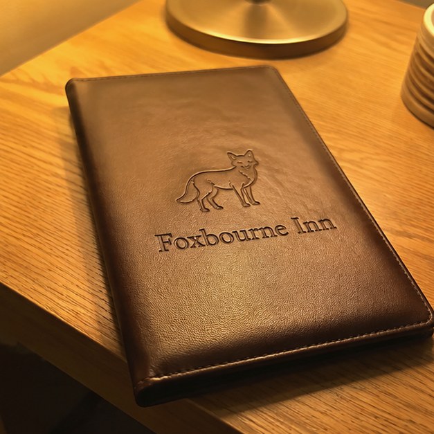 Menu covers with logo — customer photo